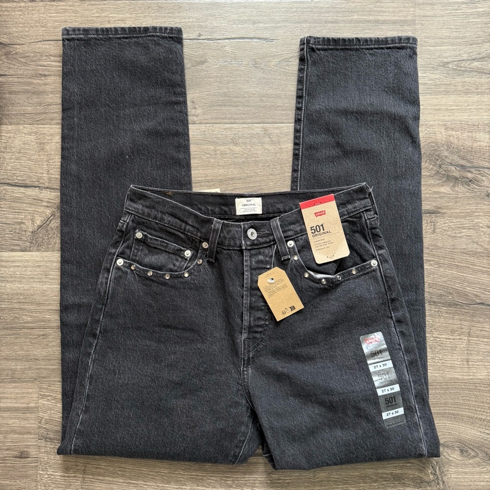 Levi's 501 Faded Black La La High Rise Straight Leg Jeans size 27 Women New NWT
